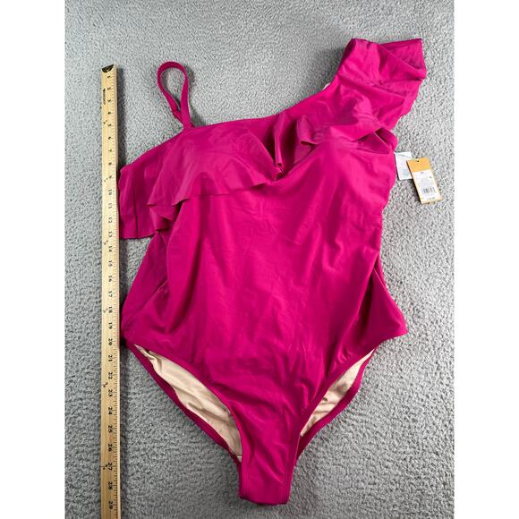 Kona Sol One Piece Swimsuit Womens 20 Pink Padded Asymmetrical One Shoulder NWT - Picture 4 of 9